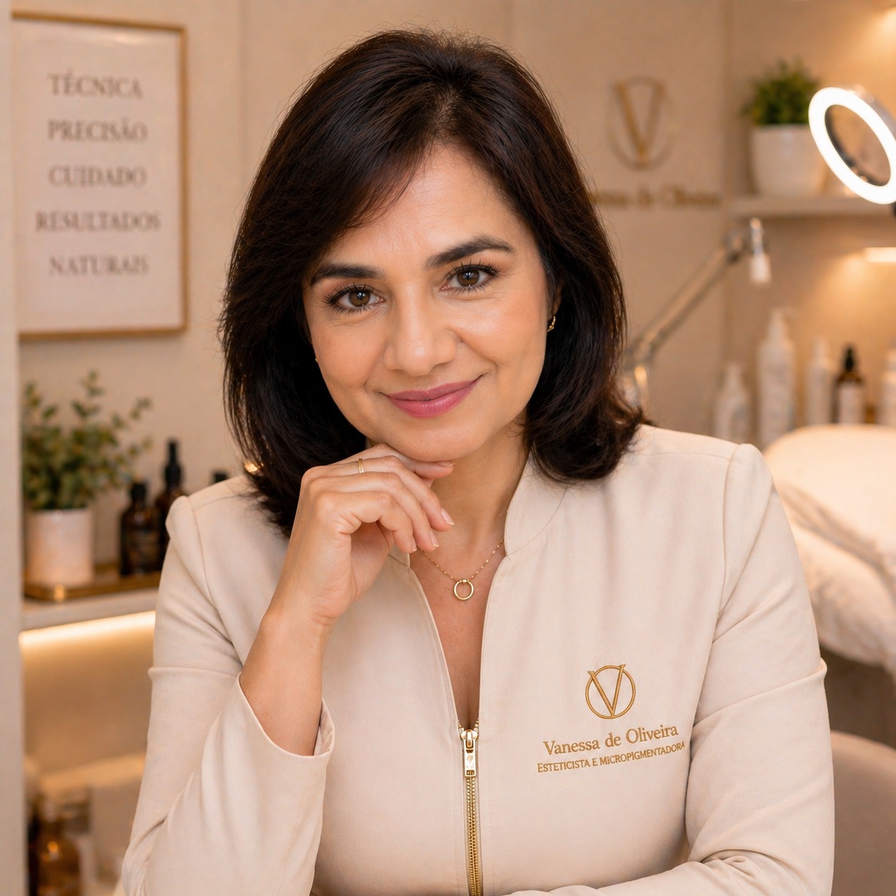 Vanessa de Oliveira em seu espaço de estética